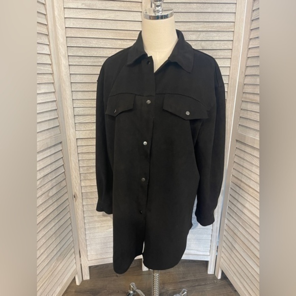 Philosophy Faux Leather Long Sleeve Shirt Women's Size L